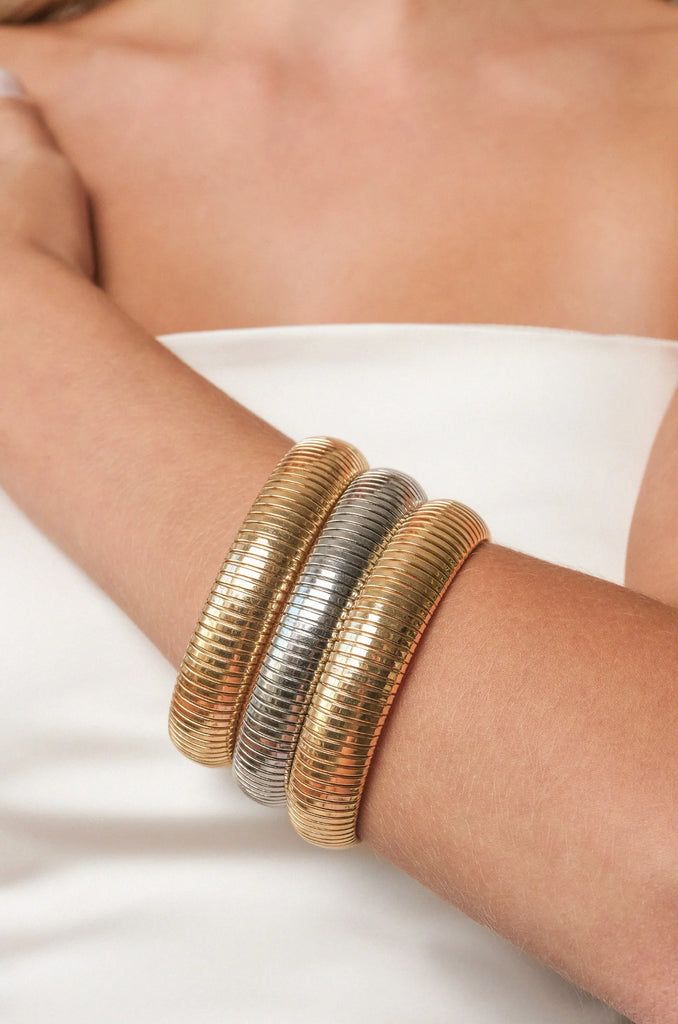 NEW!! Golden Hour Stretch Bracelet Set in Gold and Silver | Glitzy Bella