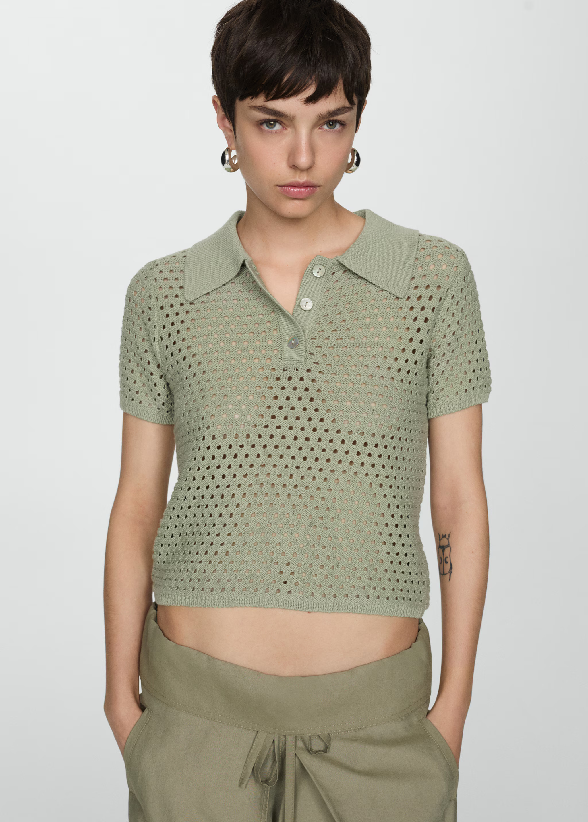 Openwork knit polo | MANGO (US)