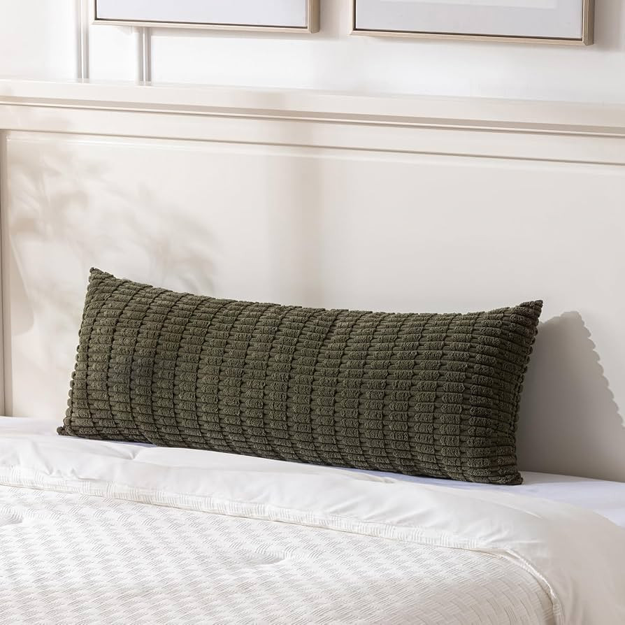 Fancy Homi Olive Green Long Body Lumbar Decorative Throw Pillow Covers 14x36 Inch for Bed Couch B... | Amazon (US)