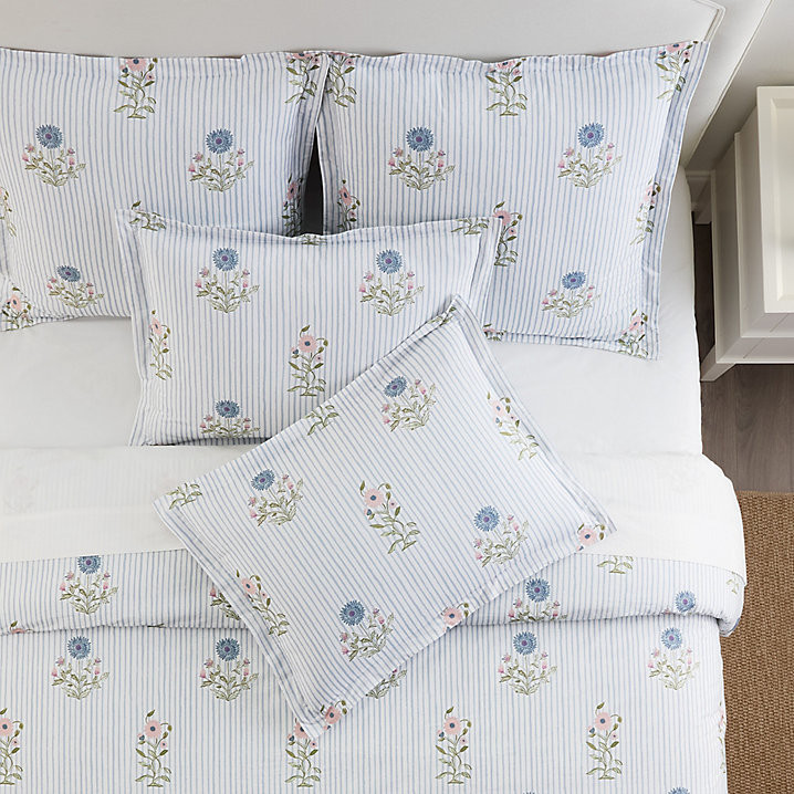 Essie Floral Pinstripe Duvet Cover | Ballard Designs, Inc.