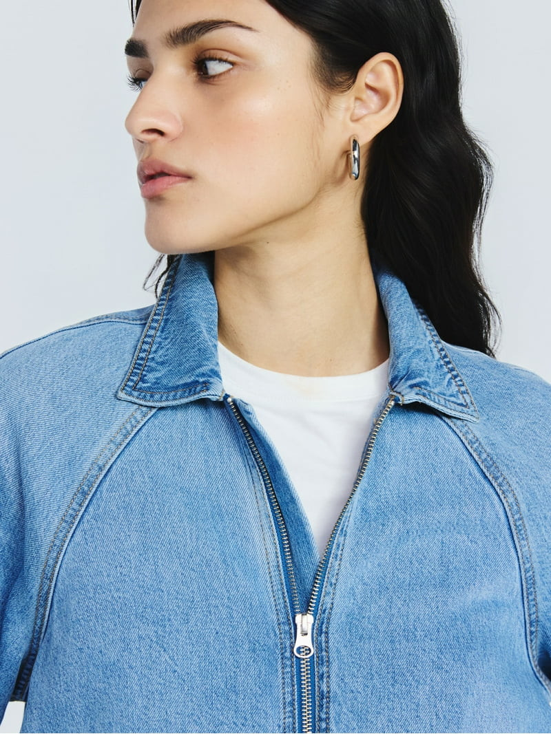 Scoop Women's and Women's Plus Denim Bomber Jacket, Midweight, Sizes XS-4X | Walmart (US)