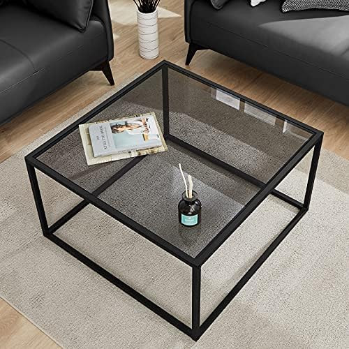 SAYGOER Glass Coffee Table, Small Modern Coffee Table Square Simple Center Tables for Living Room... | Amazon (US)