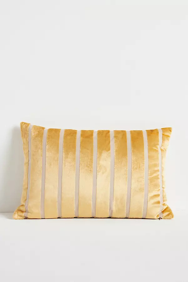 Corinn Striped Woven Cotton Velvet Pillow | Anthropologie (US)