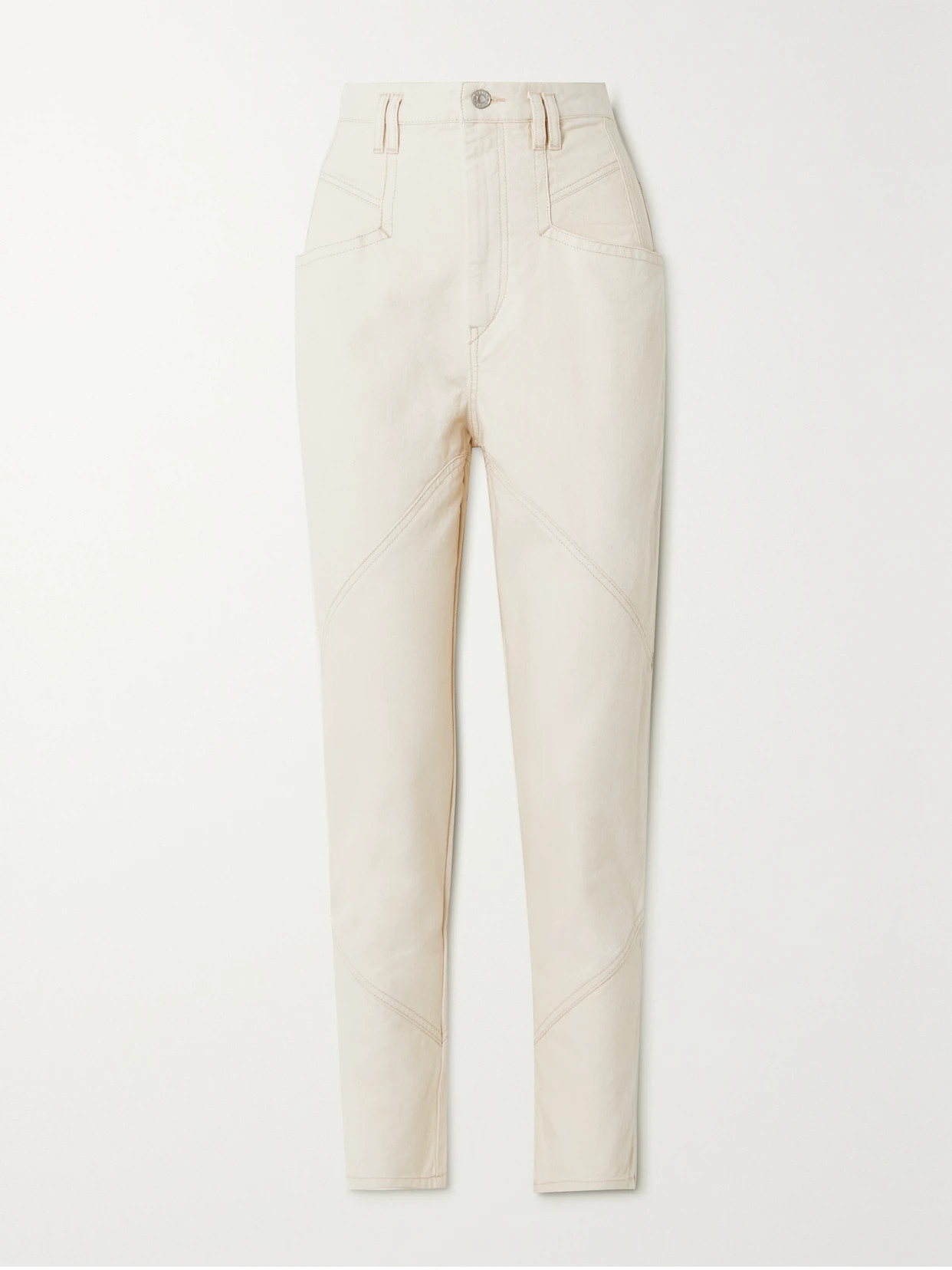 Isabel Marant - Nadeloisa Paneled High-rise Straight-leg Jeans - Ecru | NET-A-PORTER (US)