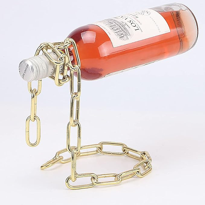 TBWHL Novelty Magic Wine Bottle Holder Floating Steel Link Chain Wine Bottle Rack/Holder - Holds ... | Amazon (US)
