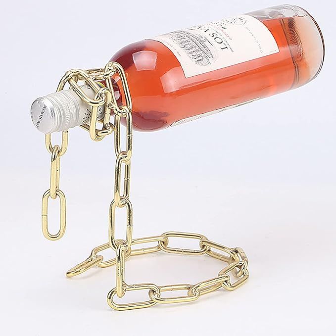 TBWHL Novelty Magic Wine Bottle Holder Floating Steel Link Chain Wine Bottle Rack/Holder - Holds ... | Amazon (US)