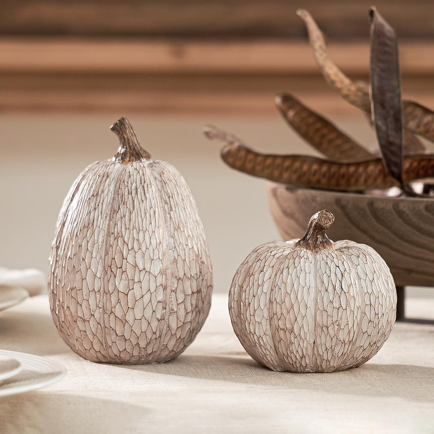 DN DECONATION Thanksgiving Pumpkins Fall Decor, Carved Pumpkin Table Decor | Amazon (US)
