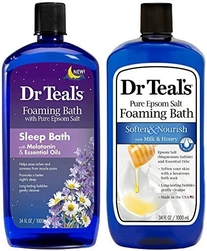 Dr Teal's Foaming Bath Combo Pack (68 fl oz Total), Melatonin Sleep Soak, and Soften & Nourish wi... | Amazon (US)