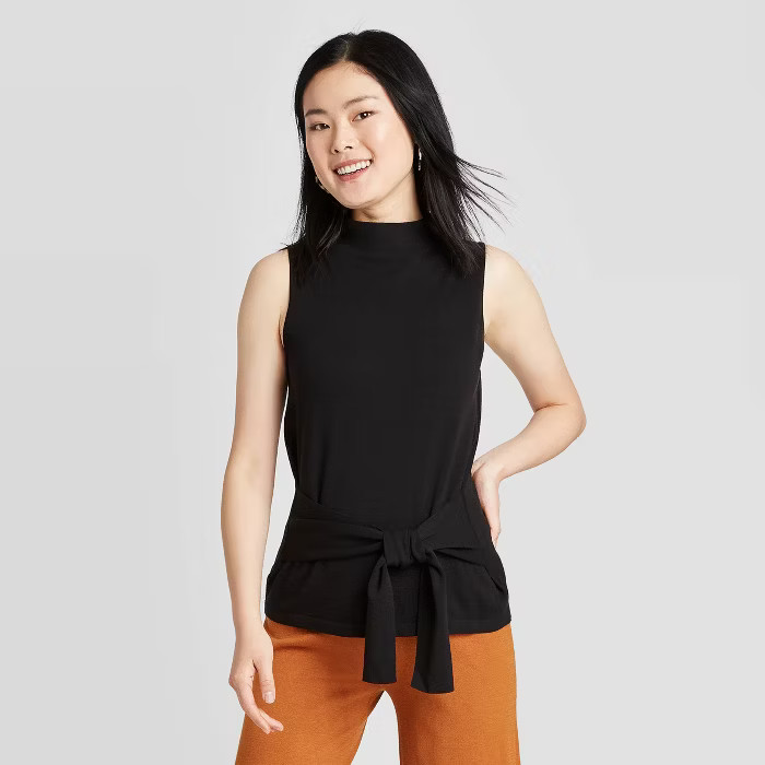 Women's Crewneck Tie Waist Sweater Tank - A New Day™ | Target