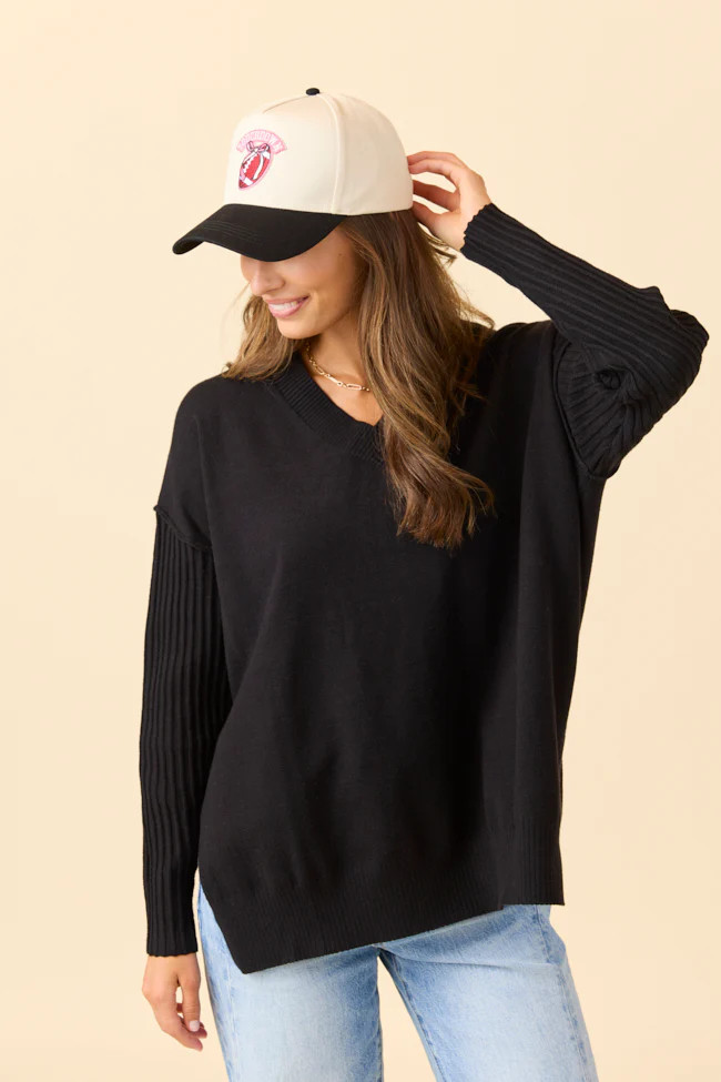 Mariah Black Relaxed Long Sleeve Pullover Tunic DOORBUSTER | Pink Lily