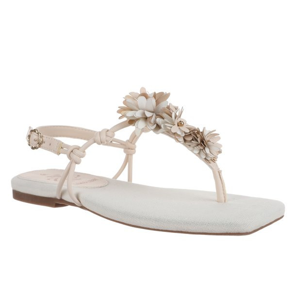 Sam & Libby Women's Tiana T-Strap Flower Sandal | Walmart (US)