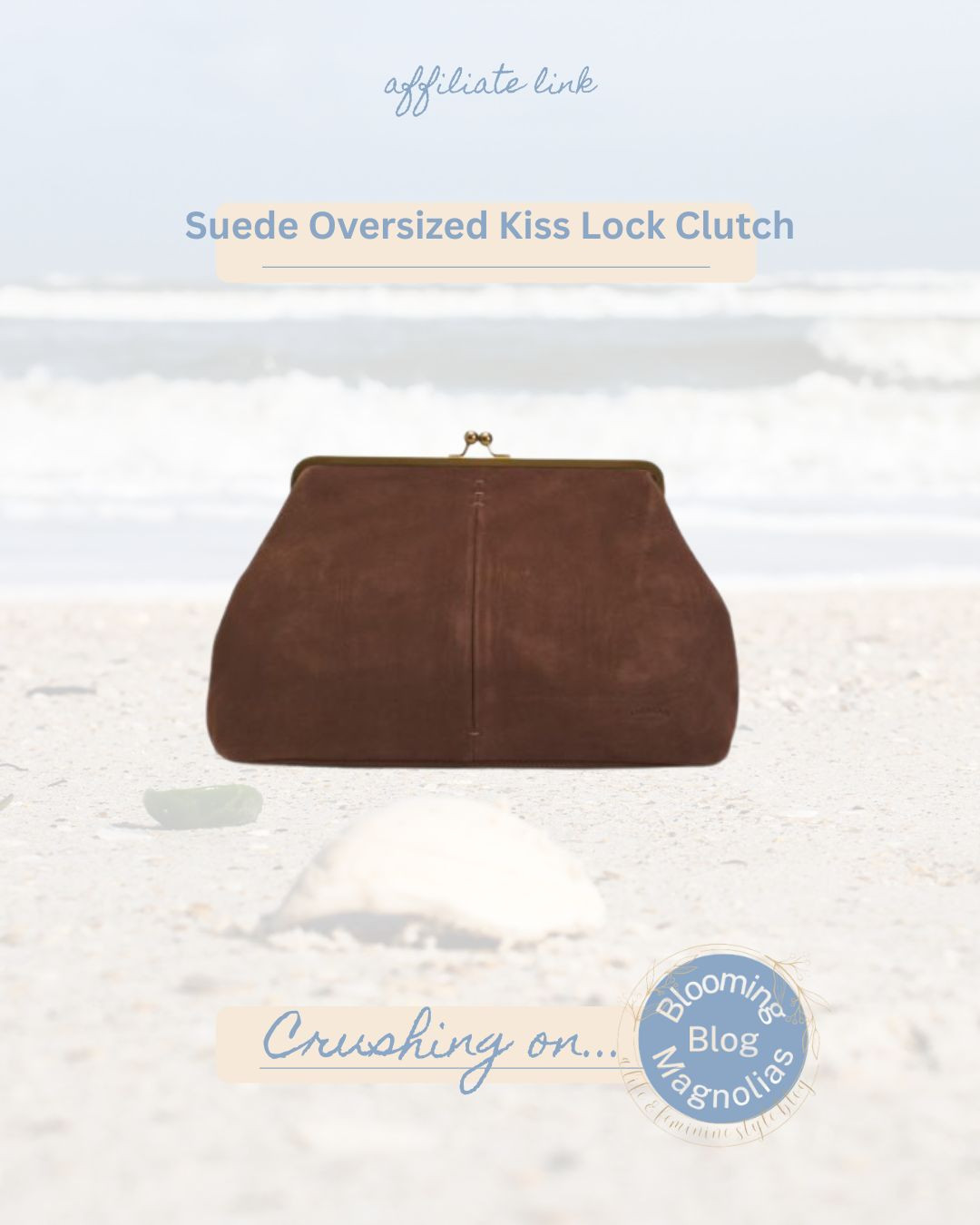 This oversized suede kiss lock clutch bag is gorgeous!  

 