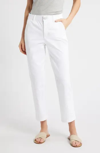 Skyrise Slim Straight Leg Twill Pants | Nordstrom