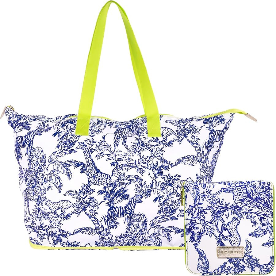 Lilly Pulitzer Large Packable Tote, Reusable Grocery Bag that Packs Into Itself, Tote with Should... | Amazon (US)