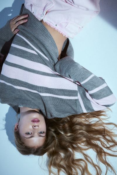 Jacquard-knit Sweater - Gray melange/striped - Ladies | H&M US | H&M (US + CA)