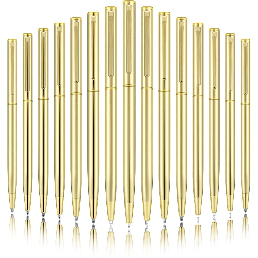 Zonon Gold Metal Slim Ballpoint Pens Bulk Retractable Metallic Black Ink 1 mm Medium Point Smooth... | Amazon (US)