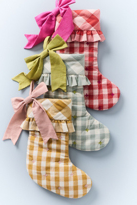 Mini Gingham Bow Stocking | Anthropologie (US)