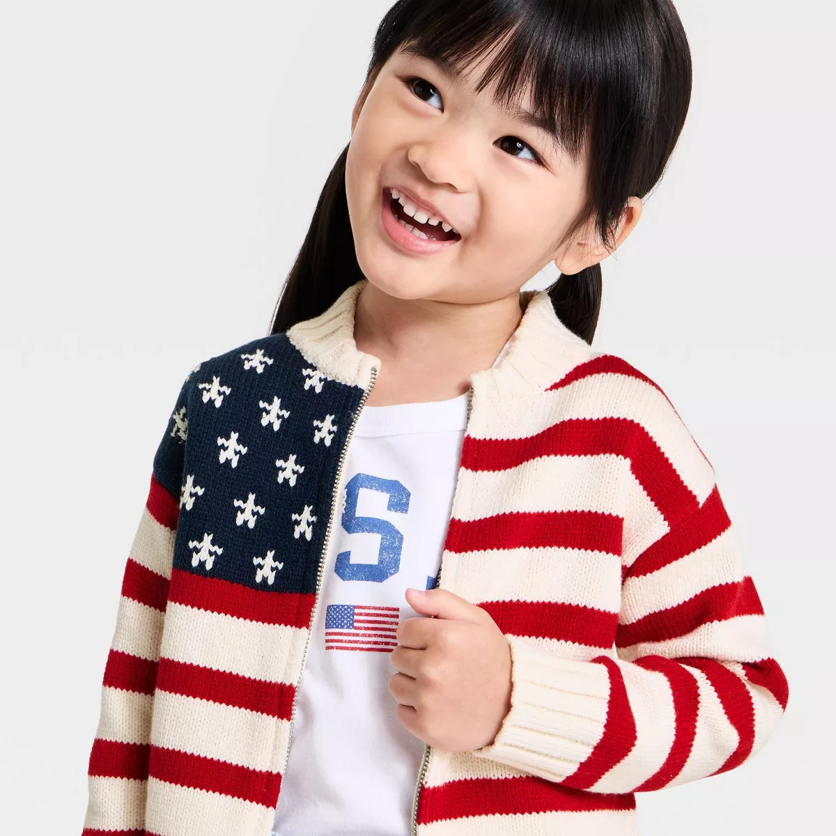 Baby Girls' Americana Flag Zip-Up Cardigan Sweater - Cat & Jack\u2122 12M | Target