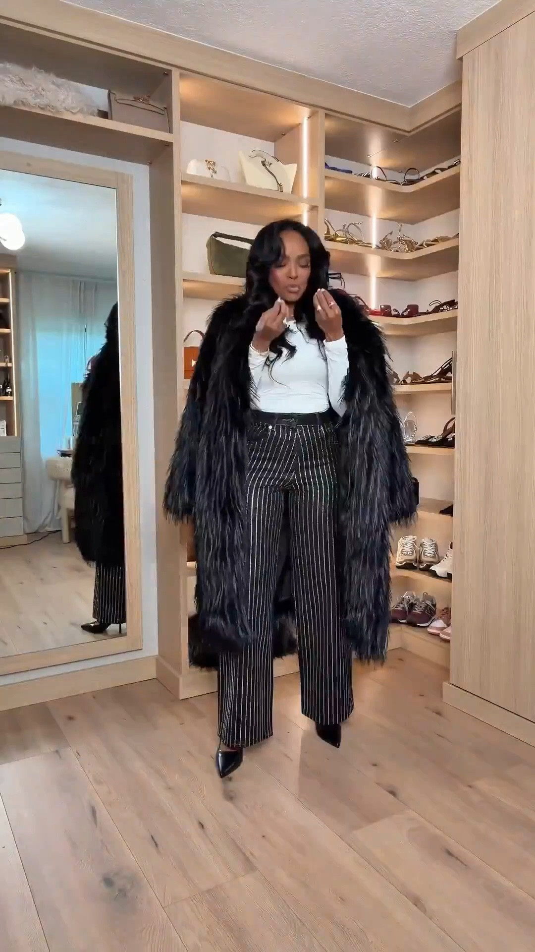 ✨ One Base, Elevated All the Way
This look is built around the same fitted white top, styled up with tailored pinstripe pants and a statement faux-fur coat. When one staple transitions this easily from casual to dressed-up, the cost per wear drops fast — this is exactly how I shop smarter long term.

Perfect for dinners, holiday events, date nights, and elevated evenings out.

📏 Sizing: Top (Small) • Pants (27 Long) • Coat (Small) • Heels (TTS)
Measurements: 5’4” · 138 lbs · 34D · 27” waist · 40” hips

Versatile white top, styled multiple ways, elevated winter outfit, capsule wardrobe staple, cost per wear value, long-term shopping strategy.

Follow me on Instagram and YouTube @kirasfashionfinds

#LTKgrwm #LTKvlog #LTKootd