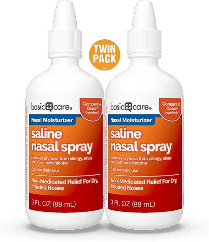 Amazon Basic Care Premium Saline Nasal Moisturizing Spray, 3 Fl Oz (Pack of 2) | Amazon (US)