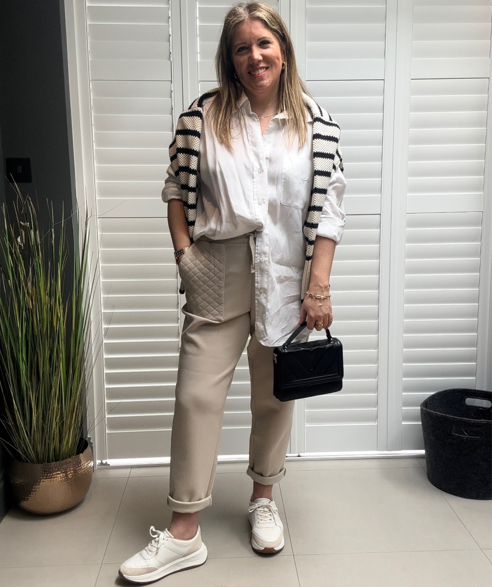 Styling cream joggers. Fitflop trainers, linen shirt. 

#LTKeurope #LTKSeasonal #LTKstyletip