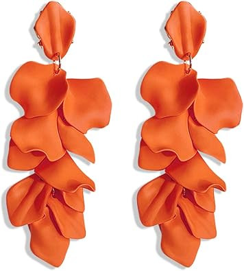 Just Follow Long Acrylic Rose Petal Earrings Dangle Exaggerated Flower Earrings Drop Statement Fl... | Amazon (US)