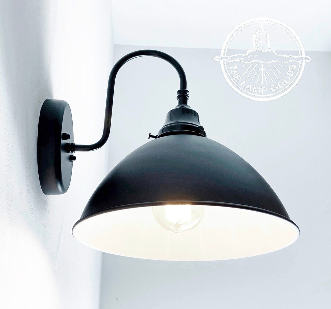 Large Black Wall SCONCE Modern Farmhouse Lighting Enamel - Etsy | Etsy (US)