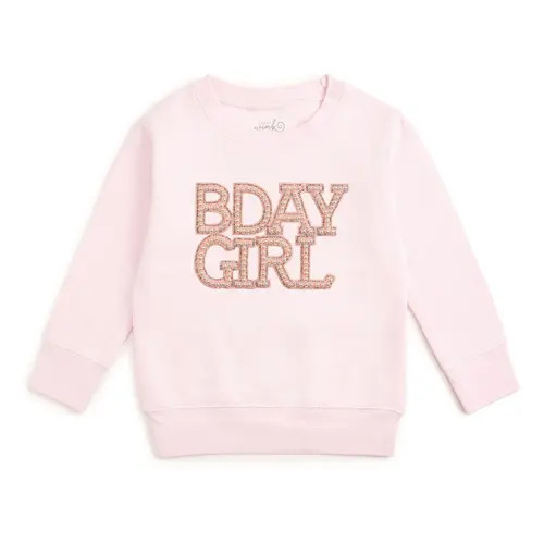 Sweet Wink Pearl BDay Girl Patch Sweatshirt in Ballet Pink at Nordstrom, Size 3T | Nordstrom