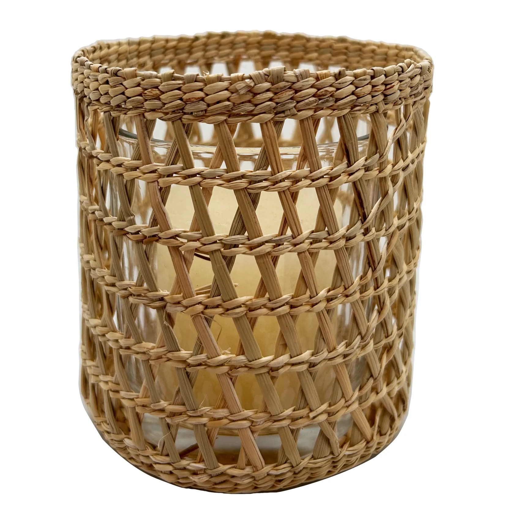 Rattan Woven Tea Light Candle Holder, Decorative Handwoven Candle Holder, Rustic Vintage Seagrass... | Walmart (US)