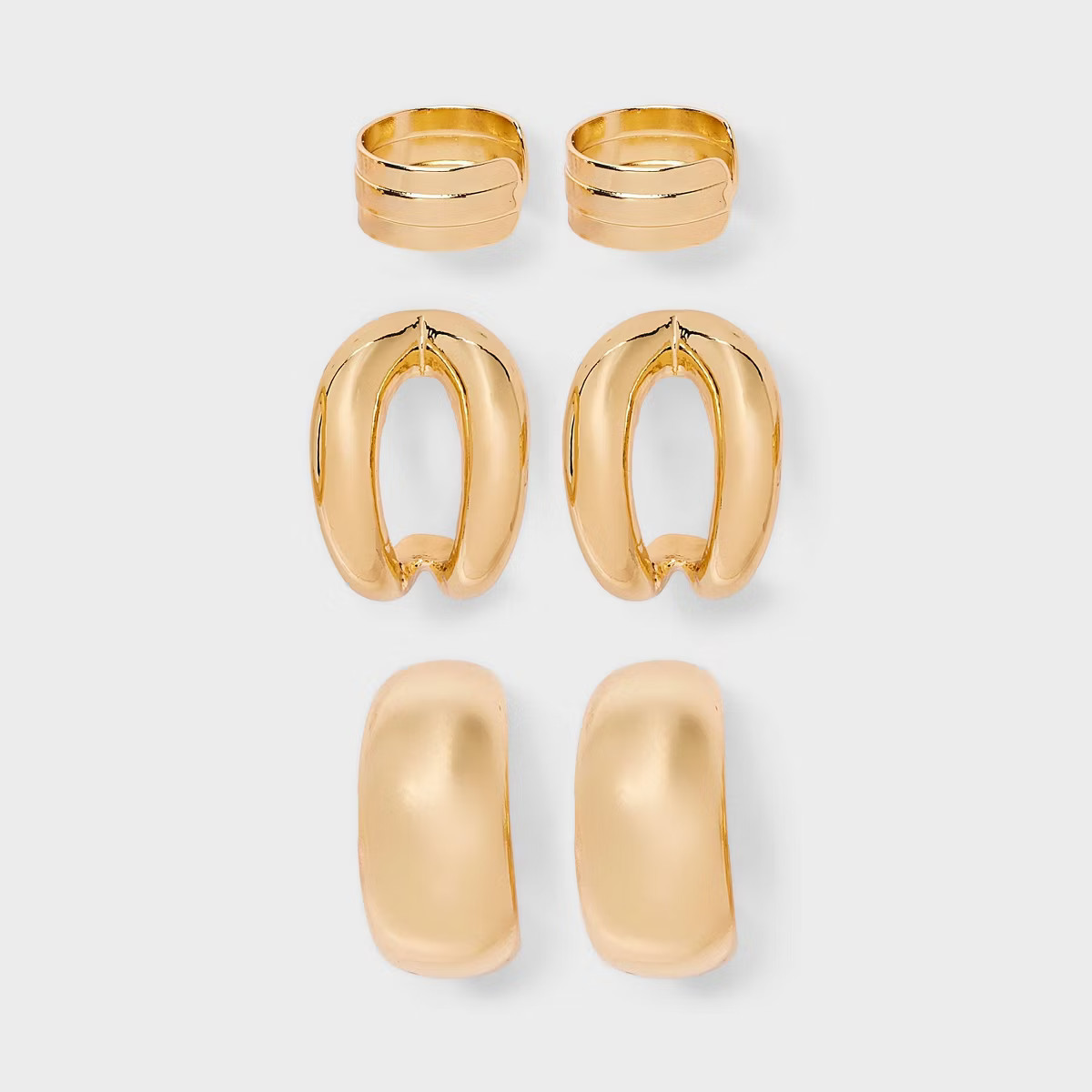 Chunky Hoop Earring Set 3pc - A New Day™ Gold: Nickel-Free Metal, Post Closure, 0.74" Length | Target