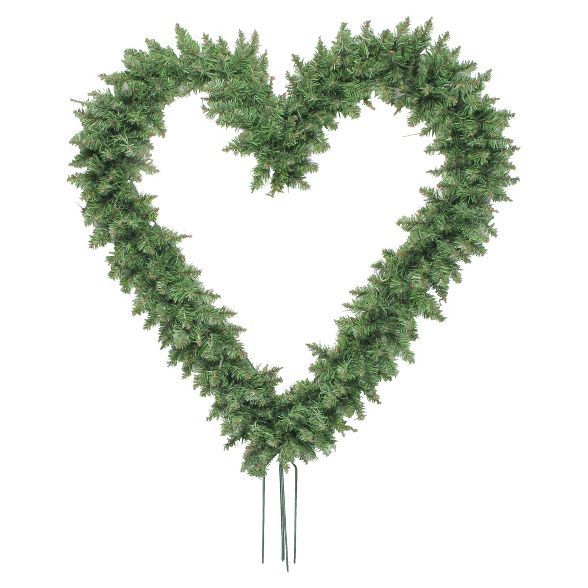 Northlight 22" Unlit Green Pine Artificial Heart Shape with Ground Stakes Christmas Wreath | Target