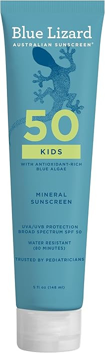 Blue Lizard Kids Mineral SPF 50 Sunscreen Lotion, 100% Mineral, Children’s Sunscreen, Water-Res... | Amazon (US)