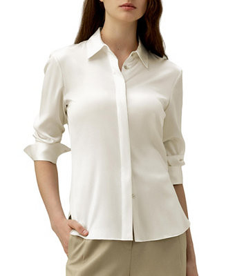 LILYSILK Women's Elegant Silhouette Silk Shirt - Macy's | Macy's