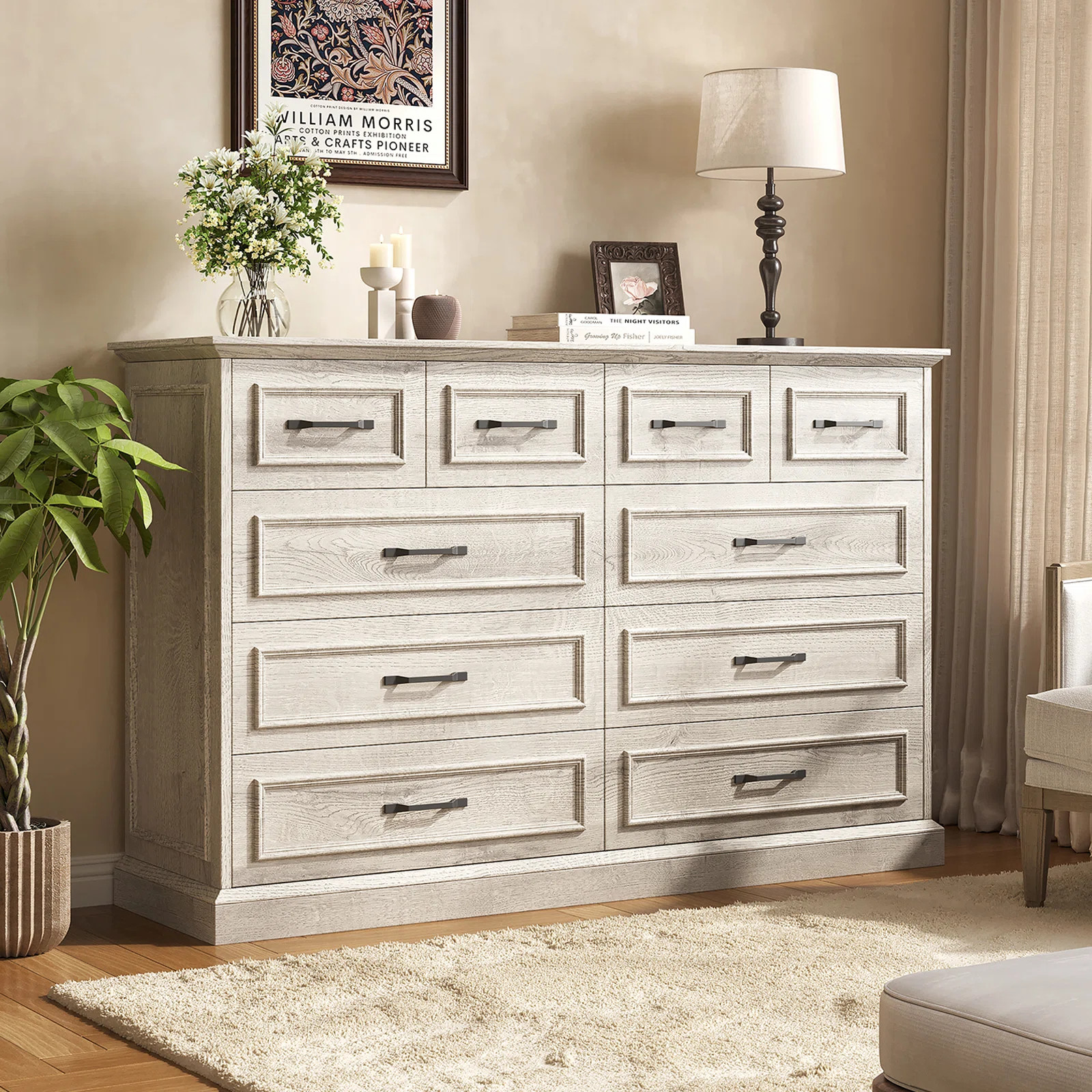 55'' W Farmhouse 10-Drawer Dresser | Wayfair North America