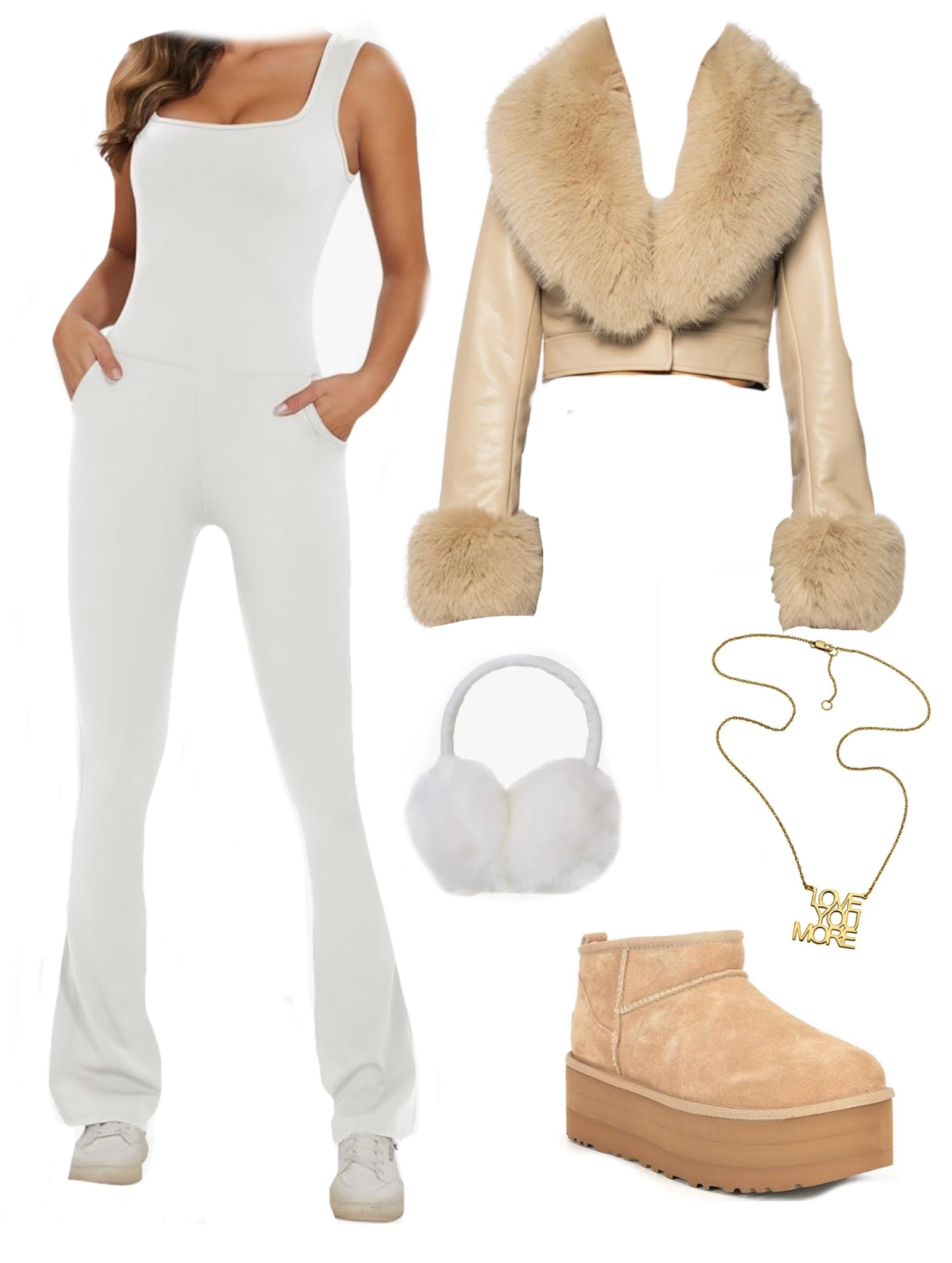 Apres Ski Outfit 🤍 

#comfy #outfit #ski #aprèsski #après #mountain #snowboarding #white #jumpsuit #fur #brown #ugg #platform #necklace #gold #warm #coat #jacket #yoga #amazonfind #neutral #bride #bachelorette #beige #brown #fauxfur #outfit #style #styletip #fit #cute #amazon 

#LTKwedding #LTKshoecrush #LTKstyletip