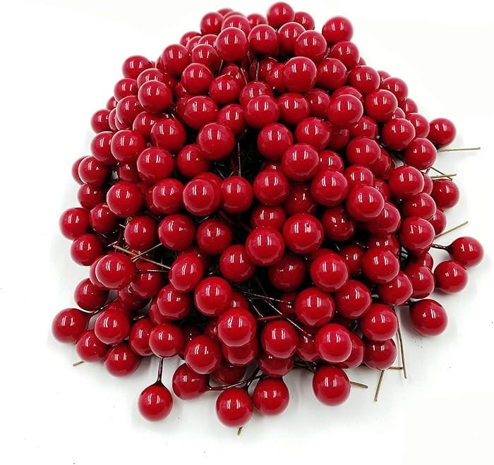 Artificial Holly Berries, 10 mm Fake Berries Decor on Wire for Christmas Tree Decorations Flower ... | Amazon (US)