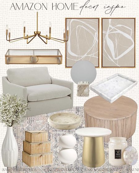 Living room and home decor finds! Neutral and classic pieces for your home! #Founditonamazon #amazonhome #inspire amazon home, amazon, rug, cozy chair, amazon find, dining room, upholstered, gold chandelier, home accents, fluted coffee table, oak decor, wood decor, neutral decor, printed rug, vases, ceramic decor 

#LTKFindsUnder100 #LTKStyleTip #LTKHome