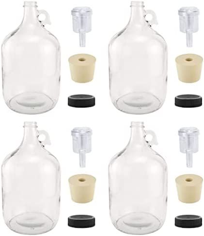 North Mountain Supply 1 Gallon Glass Fermenting Jug with Handle, 6.5 Rubber Stopper, 2-Piece Airl... | Amazon (US)