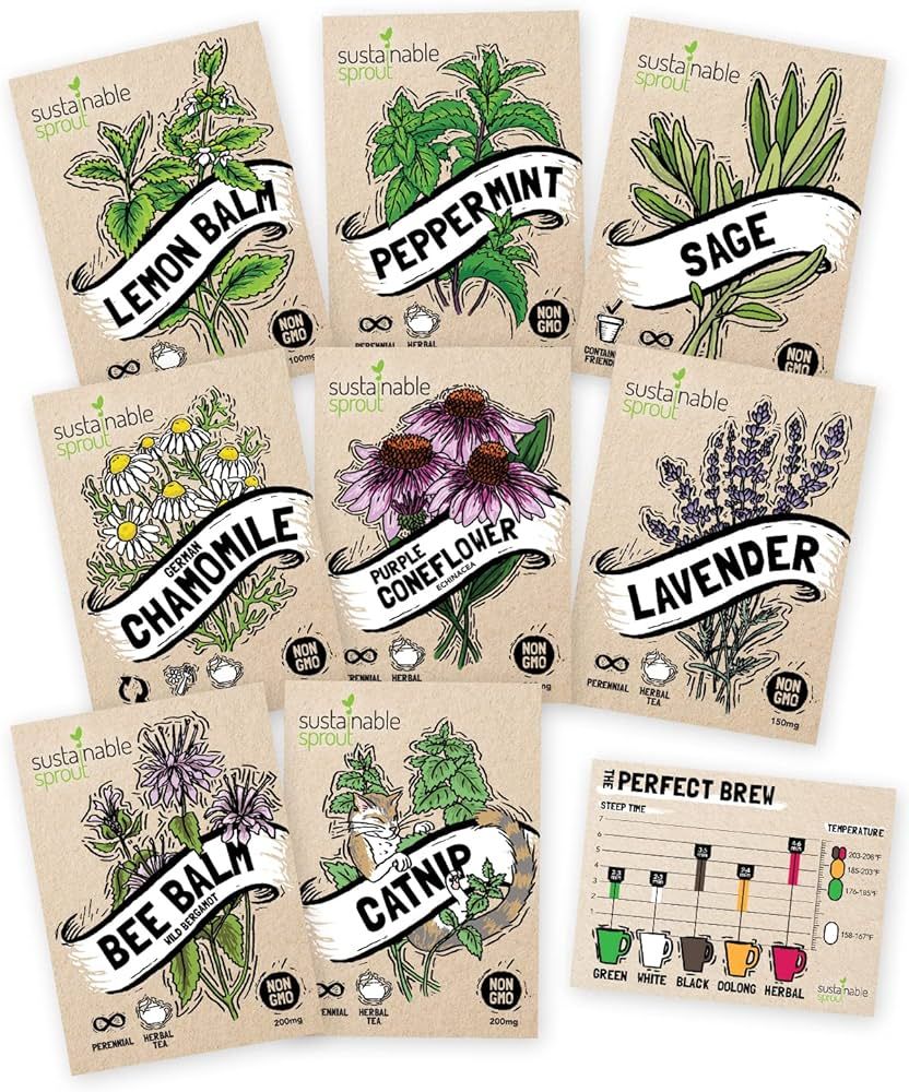 Medicinal Seeds for Planting 8-Pack – Herbal Tea Seeds Catnip, Chamomile, Lavender, Peppermint,... | Amazon (US)