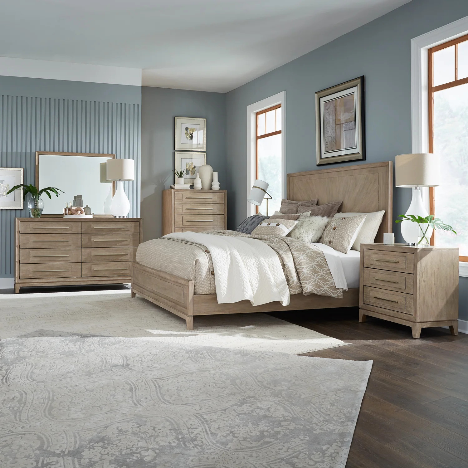 Chantee Furst Panel Bed, Dresser & Mirror, Chest, Nightstand Set | Wayfair North America