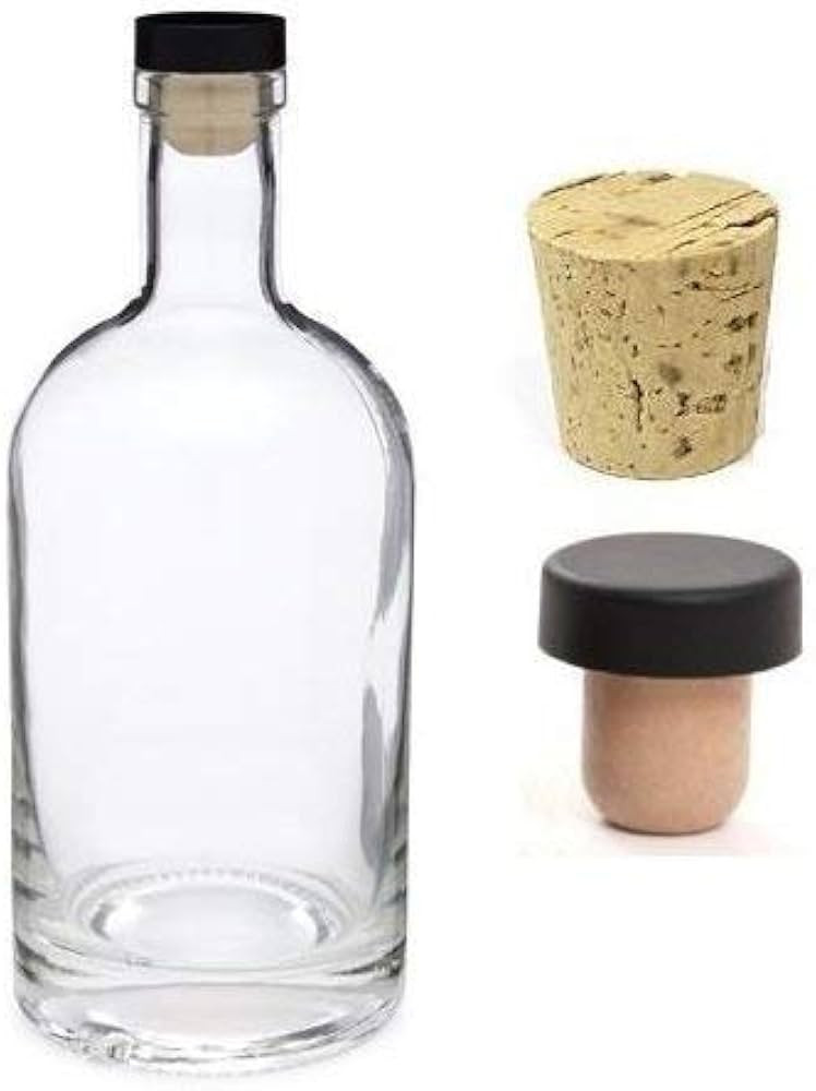 Nakpunar 25 oz Nordic Heavy Base Glass Liquor Bottle with T-Top Synthetic Cork with Bonus Regular... | Amazon (US)