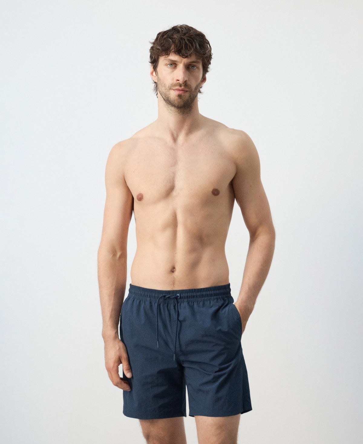 Mango Men's Basic Drawstring Swimsuit - Dark Navy | Macy's