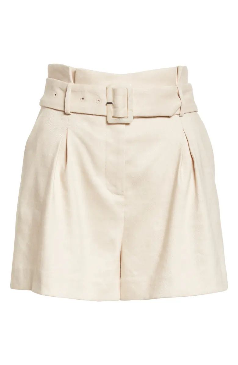 Ashford Belted High Waist Linen Blend Shorts | Nordstrom