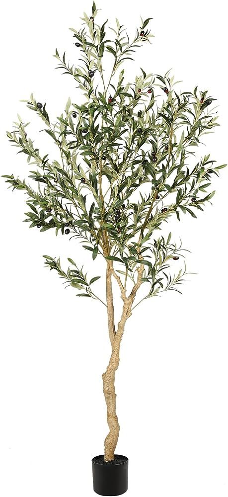Realead 6ft Faux Olive Tree, Tall Olive Tree Plants, Fake Potted Olive Silk Tree, Artificial Oliv... | Amazon (US)