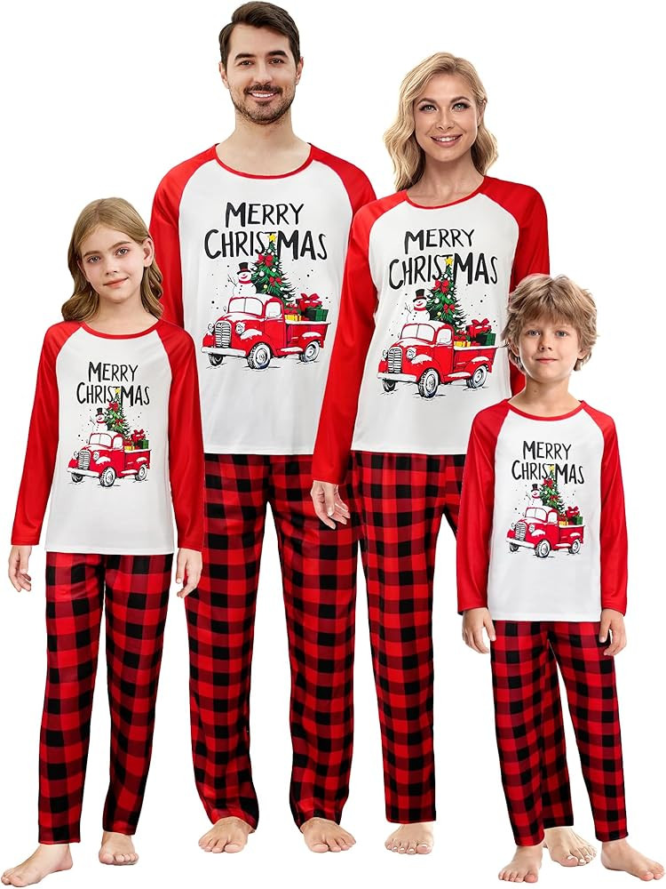 YIJIU Christmas Pajamas Cute Deer Print Long Sleeve Totem PJS Set | Amazon (US)