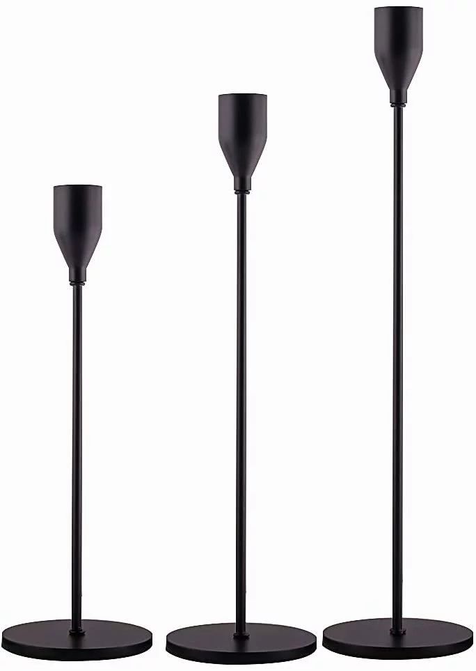 Matte Black Candle Holders Set of 3 for Taper Candles, Decorative Candlestick Holder for Wedding,... | Walmart (US)