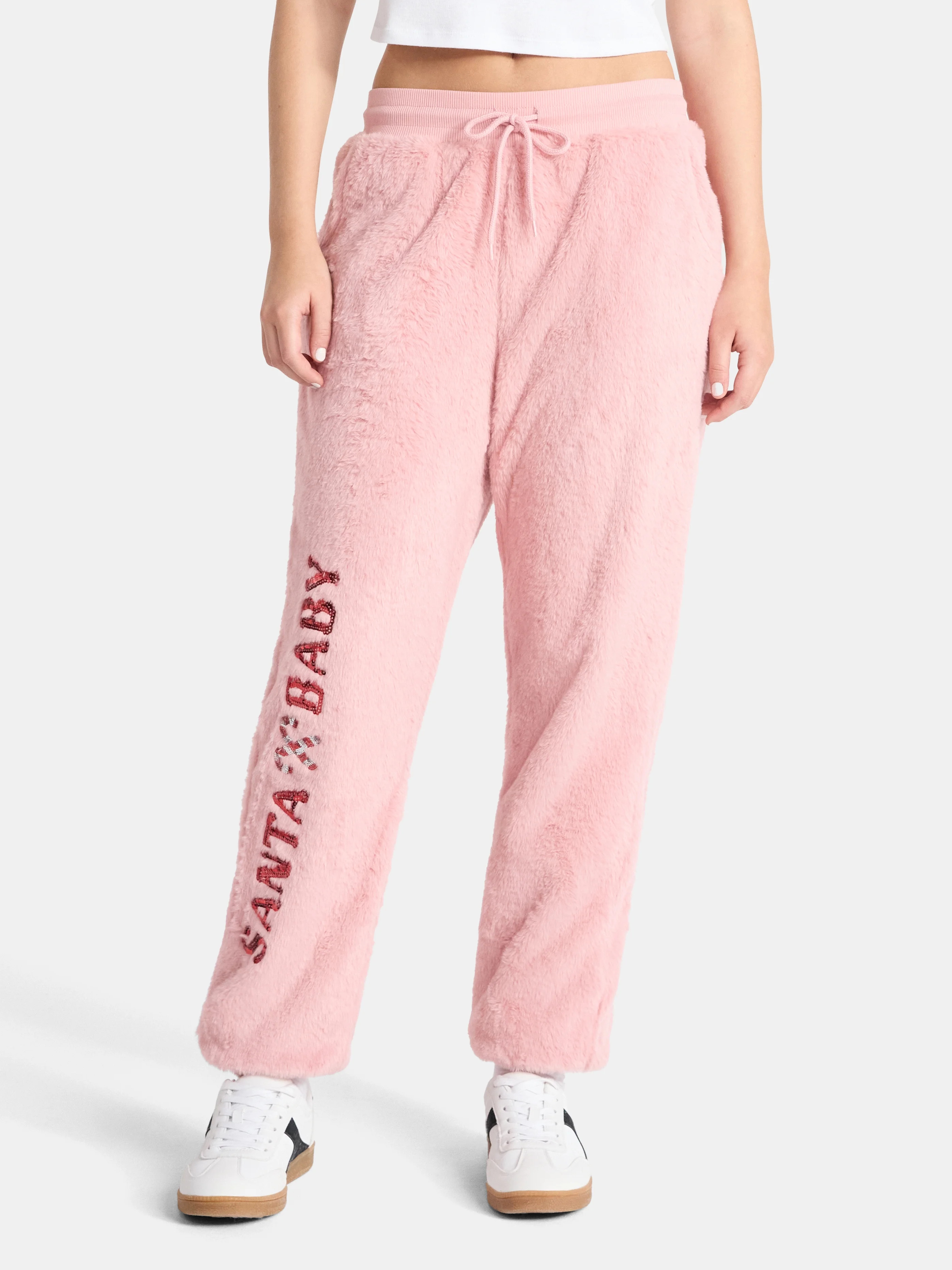 No Boundaries Christmas Plush Pants, 30'' Inseam, Women's, & Women's Plus | Walmart (US)