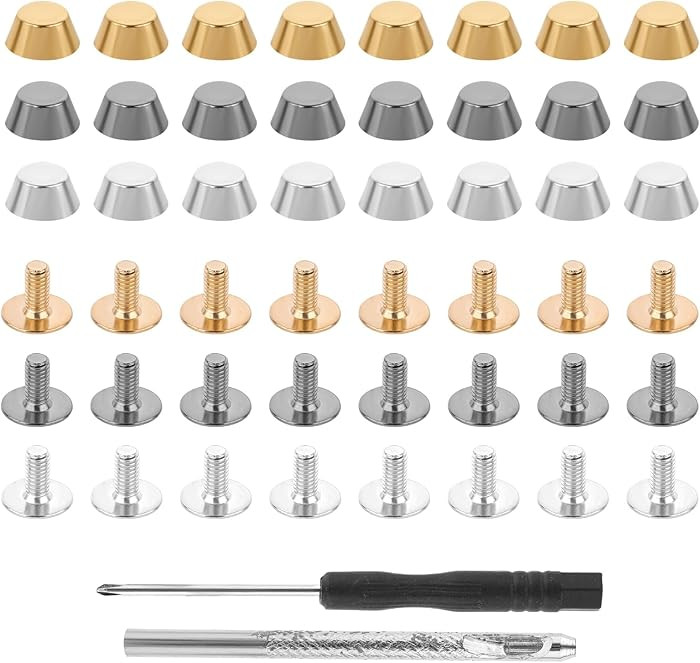 26Pcs Handbag Purse Feet Handbag Feet Nailhead Brass Studs Screw-Back Feet Flat Head Stud Metal S... | Amazon (US)