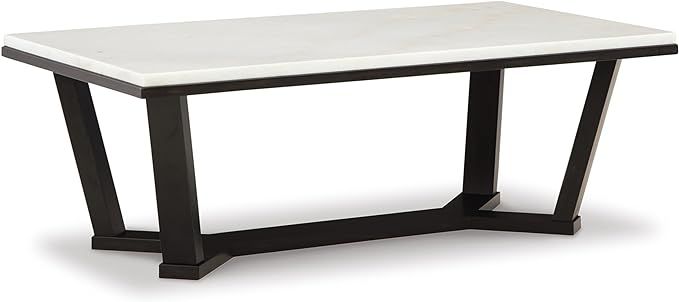 Signature Design by Ashley Fostead Contemporary Rectangular Coffee Table with Marble Top, White M... | Amazon (US)