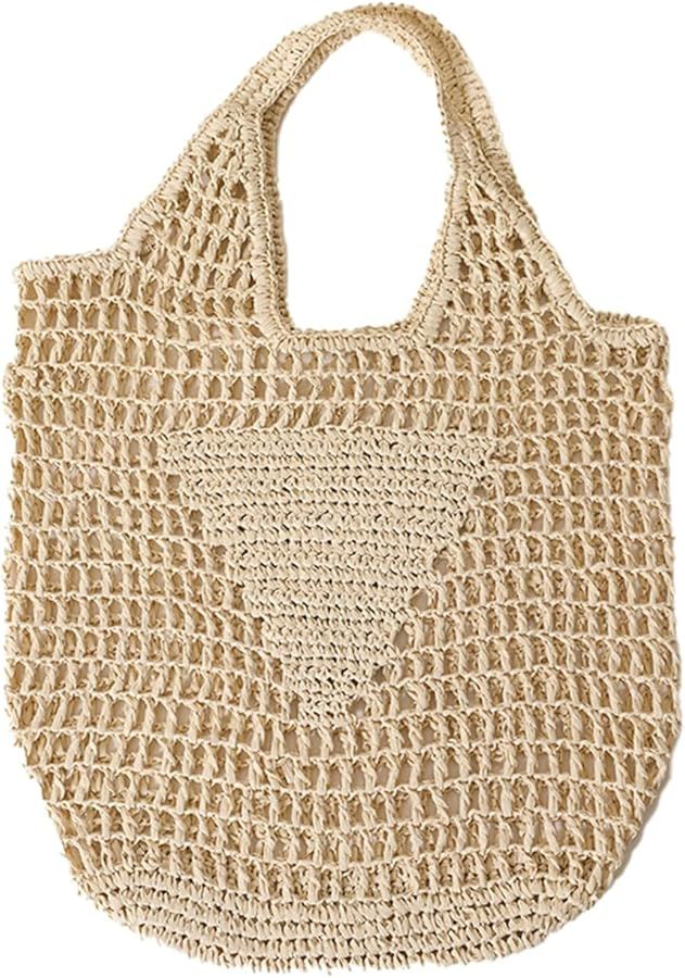 Beach Bags for Women Straw Woven Handbag Raffia Hobo Beach Tote Mesh Woven Crochet Summer Vacatio... | Amazon (US)